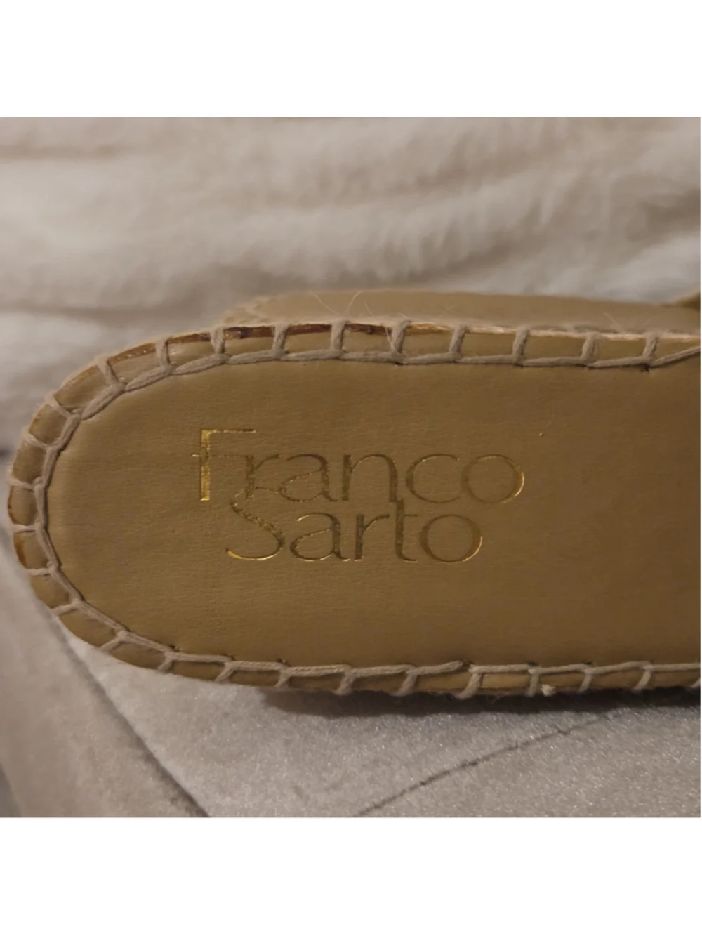 Women's Franco Sarto Beige Espadrille Wedge Sandals Size 7.5